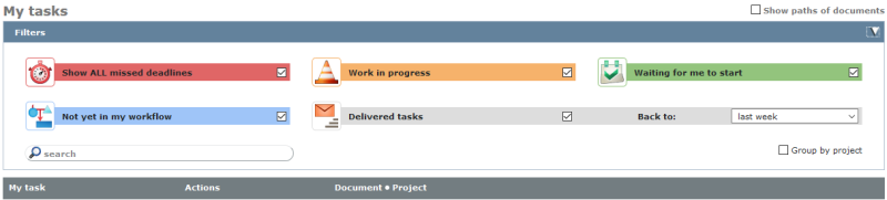 Dokumentenliste filtern